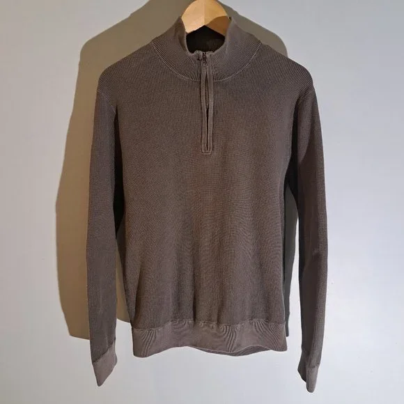J. Crew Men's Textured Small Quarter Zip Mock Neck Pullover Style #H6956 - Picture 2 of 16